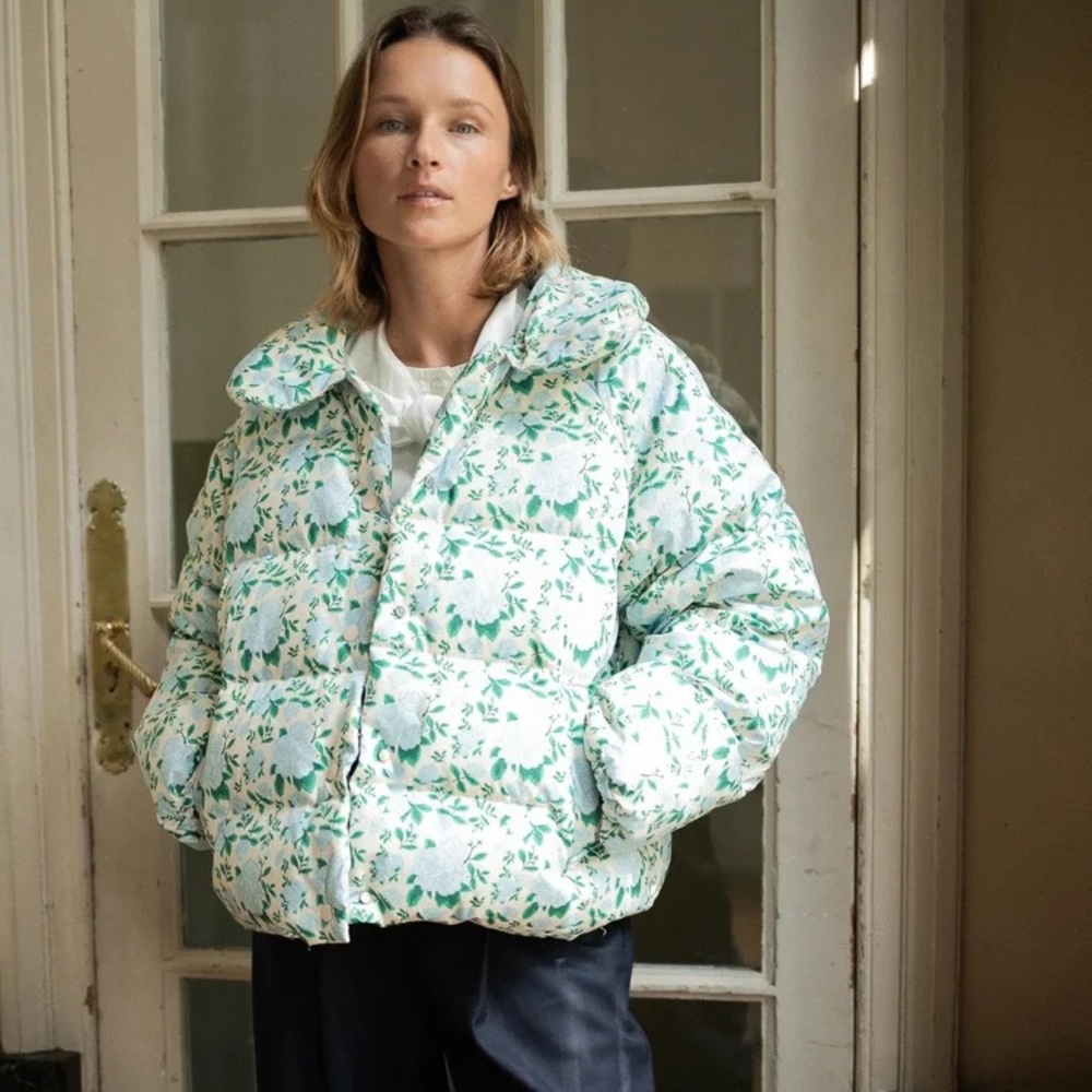 TINY BIG SISTER: Floral Puffer Jacket